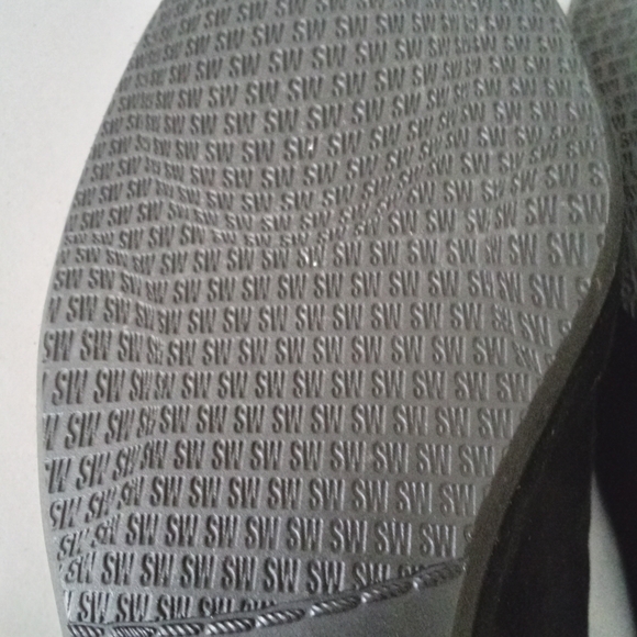 Stuart Weitzman Spando Black Nubuck Suede Strappy Slingback Wedges 7.5 M $398 - Picture 5 of 11